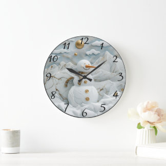 Grande Horloge Ronde Snowman dans le village de Père Noël