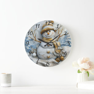 Grande Horloge Ronde Snowman et la magie de l'arbre de Noël