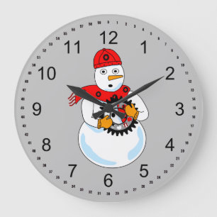 Grande Horloge Ronde Snowman mécanique