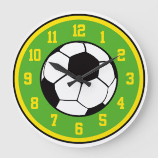 Grande Horloge Ronde Soccer Green et Yellow