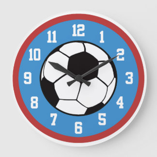 Grande Horloge Ronde Soccer Red and Blue