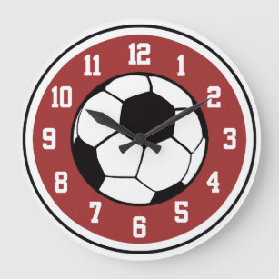 Grande Horloge Ronde Soccer Red White and Black
