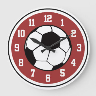 Grande Horloge Ronde Soccer Red White and Black