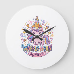 Grande Horloge Ronde Société de cornes de gaufres de licorne Prêt à imp