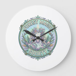 Grande Horloge Ronde Société Magique de la Forêt de Licorne Graphisme B