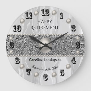 Grande Horloge Ronde Soie blanche et perles blanches joyeuse retraite