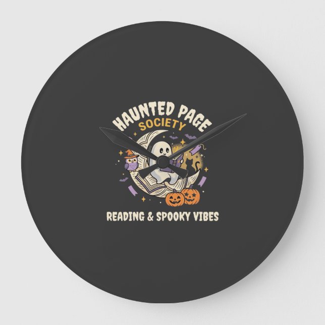 Grande Horloge Ronde Soirée de lecture hantée d'Halloween (Recto)
