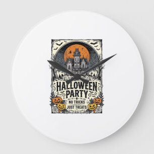Grande Horloge Ronde Soirée Halloween Vintage Pas de Farces Rien que de