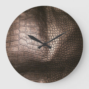 Grande Horloge Ronde Soirée Luxe : Cuir Texturé Sophistication