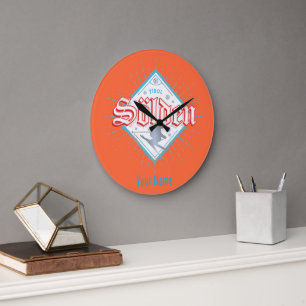 Grande Horloge Ronde Solden Tirol Retro Skier Vintage Ski Vacances