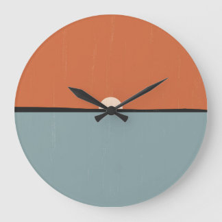 Grande Horloge Ronde Soleil Abstrait moderne et coucher de soleil orang