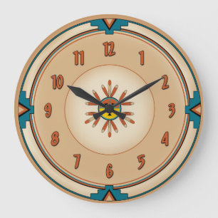 Grande Horloge Ronde Soleil Kachina plumé