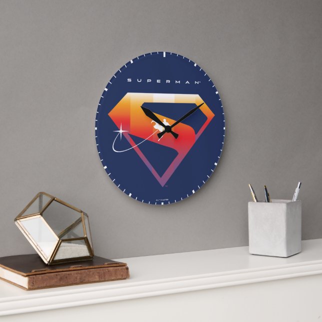 Grande Horloge Ronde Soleil Tourner Superman Shield (Bureau)