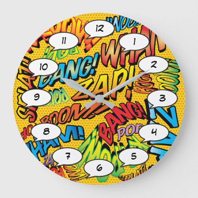 Grande Horloge Ronde Sons de la pop art des bandes dessinées (Recto)