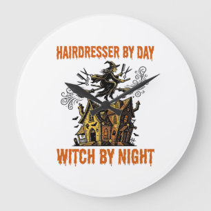 Grande Horloge Ronde Sorcière Coiffeuse Halloween Vintage Chemise de Sa