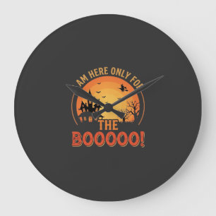 Grande Horloge Ronde Sorcière d'Halloween Maison hantée Boo Design_1