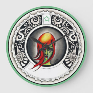 Grande Horloge Ronde Sorcière verte
