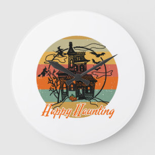 Grande Horloge Ronde Sorcières de Bonne Chasse Vintage Retro Halloween
