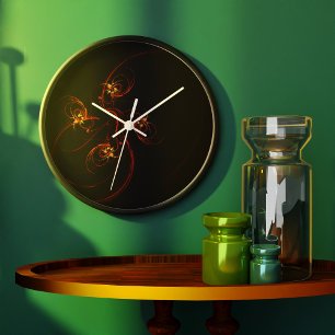 Grande Horloge Ronde Sortez de l'art Abstrait sombre