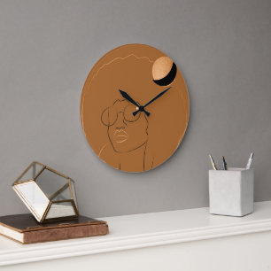 Grande Horloge Ronde Soul Soeur Afro Gold