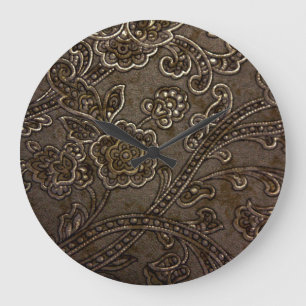 Grande Horloge Ronde Soulagement floral en bronze