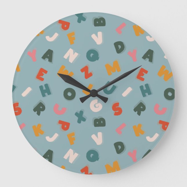 Grande Horloge Ronde soupe alphabetique retro pour enfants (Recto)