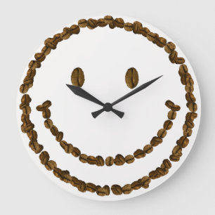 Grande Horloge Ronde Souriez avec des haricots au café