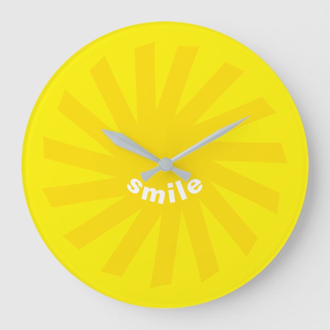 Grande Horloge Ronde Sourire jaune soleil brillant plaisir moderne joye (Recto)