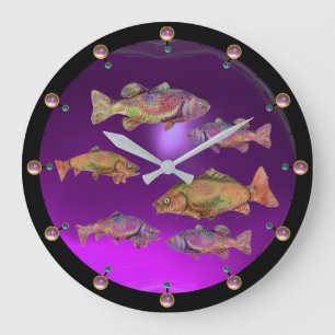 Grande Horloge Ronde SOUS L'EAU, COLORÉS TROUPES EN COURSE JEU rose pou