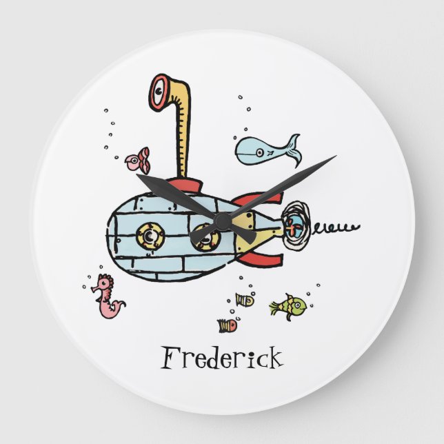 Grande Horloge Ronde Sous-marin personnalisé Nautique sous l'eau ronde (Recto)