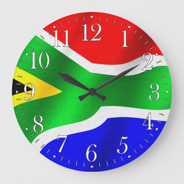 Grande Horloge Ronde SOUTH AFRICA Flag Proud Patriotic Wall Clock (Recto)