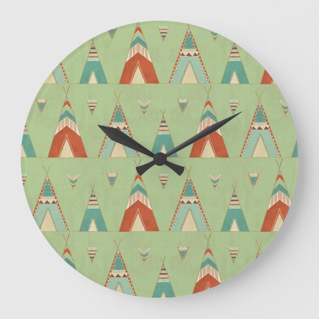 Grande Horloge Ronde Southwest Geo Step | Green Teepee Pattern (Recto)