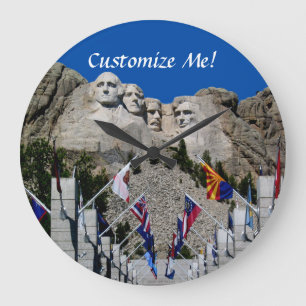 Grande Horloge Ronde Souvenir photo personnalisable Mount Rushmore