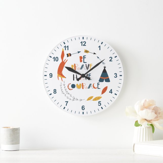 Grande Horloge Ronde Soyez courageux Ayez Courage Fox (Maison)