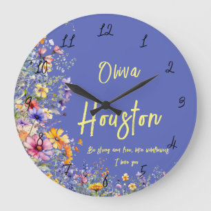 Grande Horloge Ronde Soyez Forte & Libre, Comme les Fleurs Sauvages   F