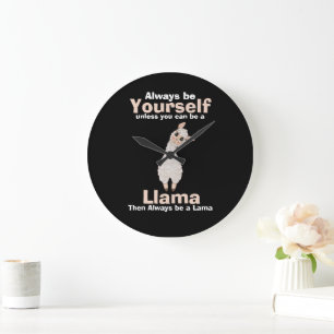 Grande Horloge Ronde Soyez toujours un Amoureux des animaux lama