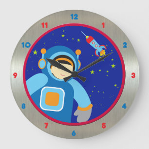 Grande Horloge Ronde Spaceboy flottant à l'extérieur du vaisseau spat