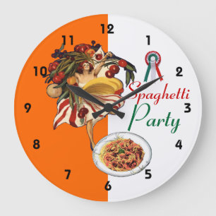 GRANDE HORLOGE RONDE SPAGHETTI PARTY DANCE, CUISINE ITALIENNE ET TOMATE