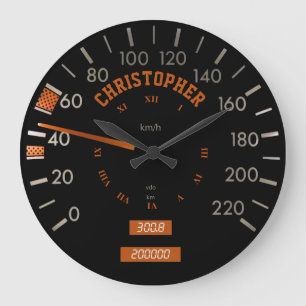 Grande Horloge Ronde Speedomètre transparent sur Dashboard Clock