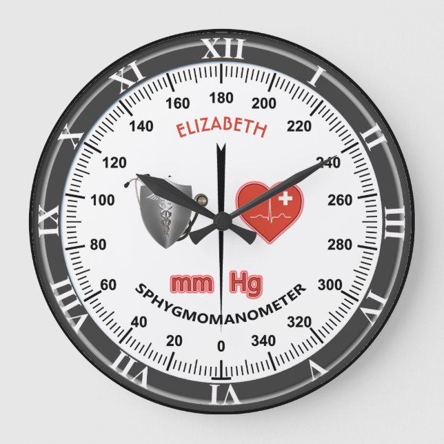 Grande Horloge Ronde Sphygmomanomètre De Surveillance De La Pression Sa (Recto)