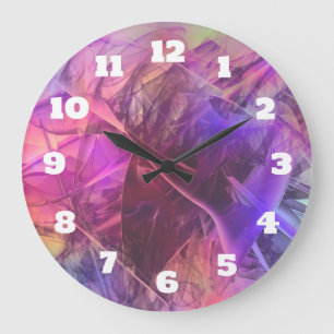 Grande Horloge Ronde Spiky Shiny Glass Shards Abstract Design