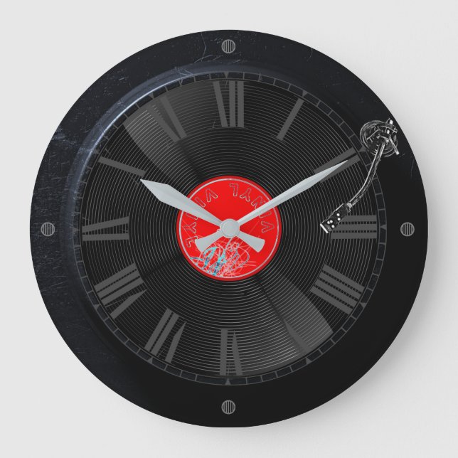 Grande Horloge Ronde Spin Time: Retro Turntable Clock (Recto)