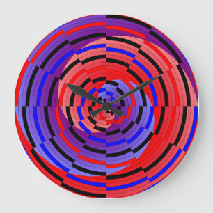 Grande Horloge Ronde Spirale contre le rouge et le bleu par Kenneth Yon