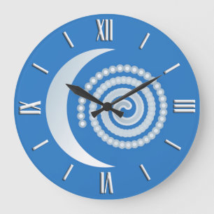 Grande Horloge Ronde Spirale de la Lune d'Argent