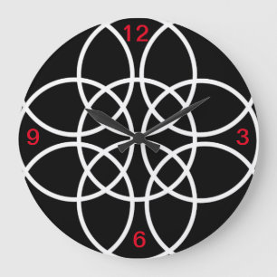 Grande Horloge Ronde Spirales blanches sur noir