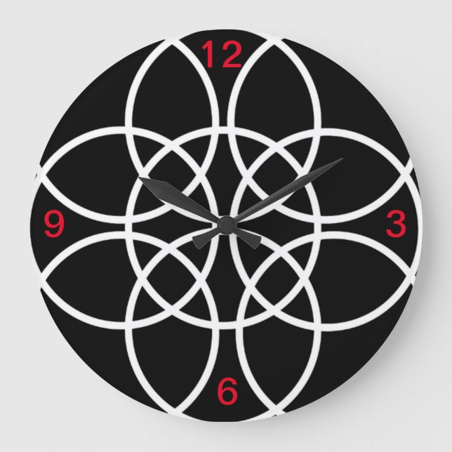 Grande Horloge Ronde Spirales blanches sur noir (Recto)