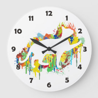 Grande Horloge Ronde Splash Lovely Cat Colorful