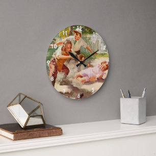 Grande Horloge Ronde Sports d'époque, les enfants jouent au baseball av