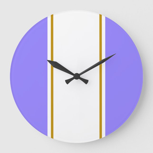 Grande Horloge Ronde Sporty Chic Lavender White Vertical Racing Stripes (Recto)