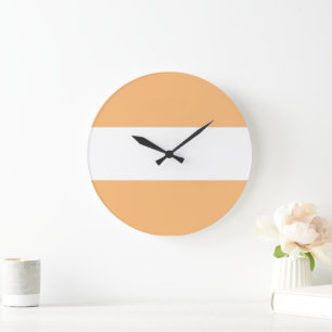 Grande Horloge Ronde Sporty Chic Légèrement Abricot Orange Blanc Larges